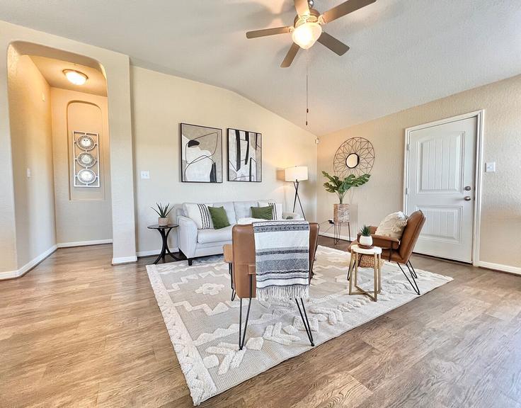 Salle de séjour élégante avec mobilier moderne dans un appartement à Building Silver Rose - stay-cc-hospitality - 1621271 à San Antonio, San Antonio Salle de séjour élégante avec mobilier moderne dans un appartement à Building Silver Rose - stay-cc-hospitality - 1621271 à San Antonio, San Antonio