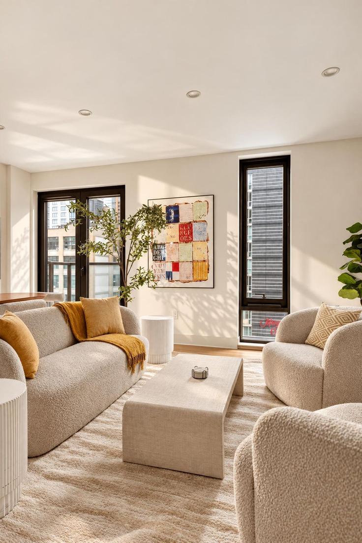 Building Gold Street - stayhausguesty - 1610979 adresindeki bir dairede modern mobilyalarla zarif bir şekilde tasarlanmış oturma odası Brooklyn, New York