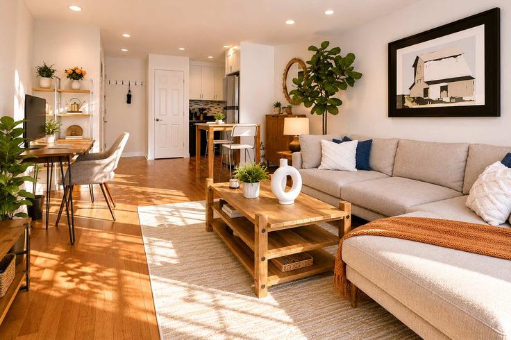 Building Saint Marks Place - stayhausguesty - 1364129 adresindeki bir dairede modern mobilyalarla zarif bir şekilde tasarlanmış oturma odası Manhattan, New York