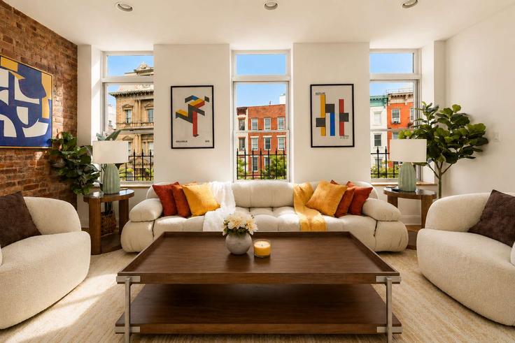 Brooklyn, New York에 위치한 Building Broadway - stayhausguesty - 1298277 - NYC 유닛의 세련된 인테리어가 돋보이는 거실