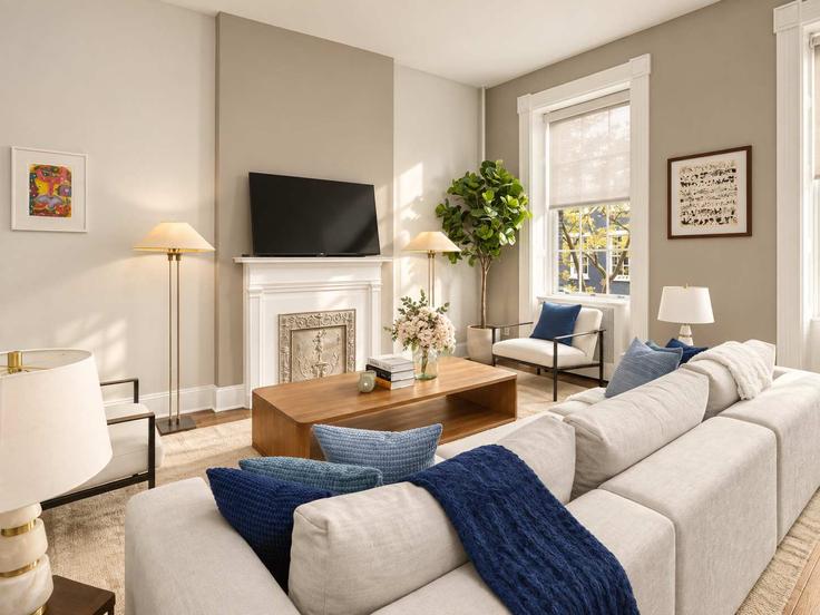 New York ManhattanのBuilding Sullivan Street - stayhausguesty - 1330816のアパートメントにある、モダンな家具を備えたエレガントなデザインのリビングルーム New York ManhattanのBuilding Sullivan Street - stayhausguesty - 1330816のアパートメントにある、モダンな家具を備えたエレガントなデザインのリビングルーム