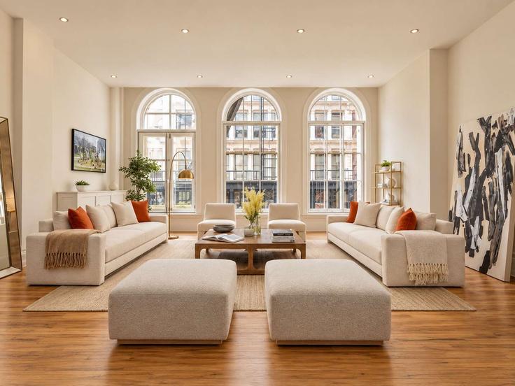 Elegant gestaltetes Wohnzimmer mit moderner Einrichtung in einer Wohnung im Building Broadway - stayhausguesty - 1035011 - NYC in Manhattan, New York Elegant gestaltetes Wohnzimmer mit moderner Einrichtung in einer Wohnung im Building Broadway - stayhausguesty - 1035011 - NYC in Manhattan, New York
