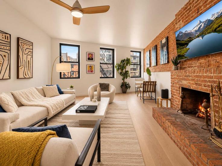 Salle de séjour élégante avec mobilier moderne dans un appartement à Building Bowery - stayhausguesty - 1034997 - NYC à Manhattan, New York