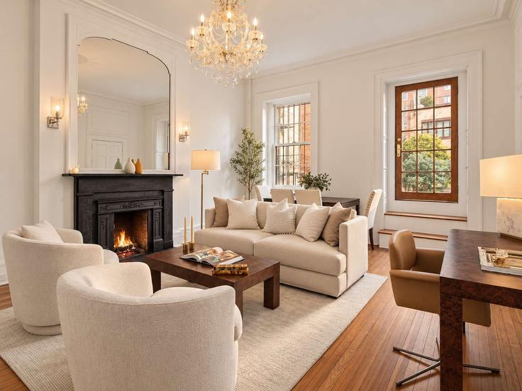 Elegantly designed living room with modern furnishings in an apartment at Building East 9th Street - stayhausguesty - 1473047 in Manhattan, New York