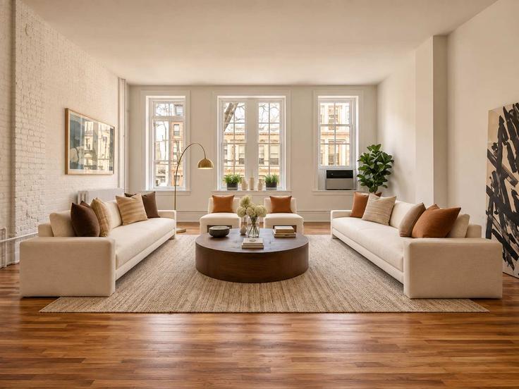 Elegant gestaltetes Wohnzimmer mit moderner Einrichtung in einer Wohnung im Building Broadway - stayhausguesty - 1035002 - NYC in Manhattan, New York Elegant gestaltetes Wohnzimmer mit moderner Einrichtung in einer Wohnung im Building Broadway - stayhausguesty - 1035002 - NYC in Manhattan, New York
