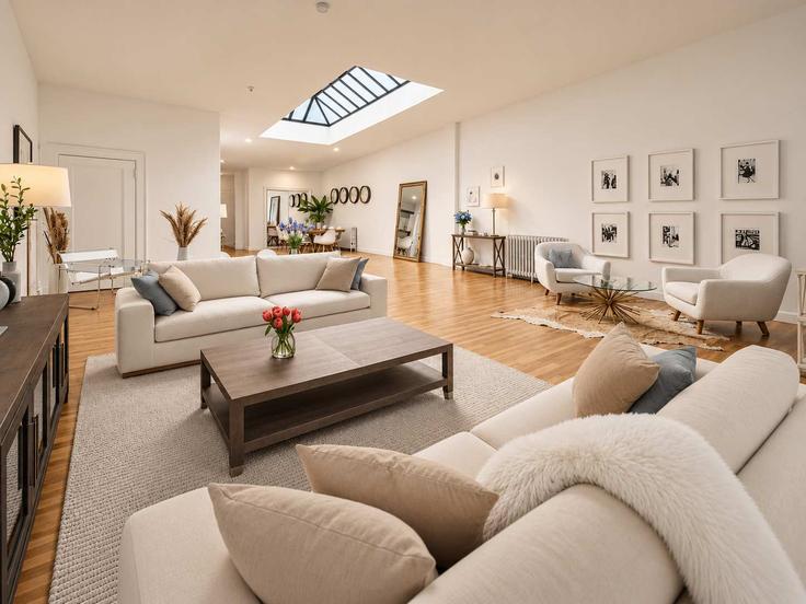 Building Broadway - stayhausguesty - 1035013 - NYC adresindeki bir dairede modern mobilyalarla zarif bir şekilde tasarlanmış oturma odası Manhattan, New York