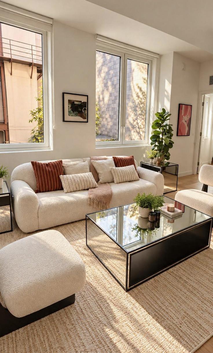 Building Atlantic Avenue - stayhausguesty - 1691789 adresindeki bir dairede modern mobilyalarla zarif bir şekilde tasarlanmış oturma odası Brooklyn, New York