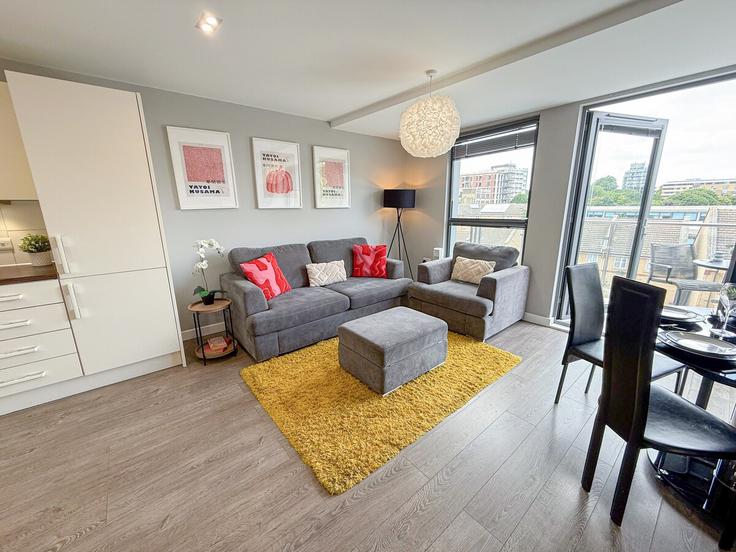 Building Cavendish Street - staylio-london - 1523644 adresindeki bir dairede modern mobilyalarla zarif bir şekilde tasarlanmış oturma odası London Borough of Hackney, London