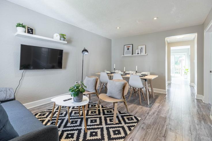 Salle de séjour élégante avec mobilier moderne dans un appartement à Building Linwood Street - stayrentx - 1388885 à London, London