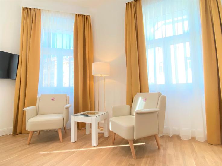 Vienna, Vienna에 위치한 Building Leibnizgasse - steiner-residences-cloudbeds - 1320714 유닛의 세련된 인테리어가 돋보이는 거실