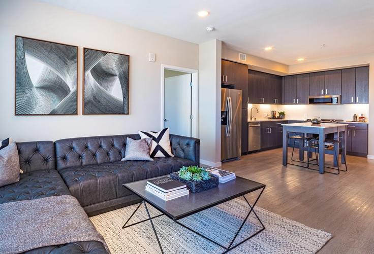 Building Rambla Place - suiteamerica - 1095005 - SFO adresindeki bir dairede modern mobilyalarla zarif bir şekilde tasarlanmış oturma odası Santa Clara, Santa Clara