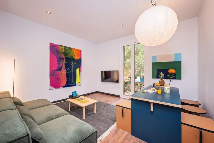 Elegant gestaltetes Wohnzimmer mit moderner Einrichtung in einer Wohnung im Building Carrer d'Aragó - sweett - 1053317 - BCN in Eixample, Barcelona