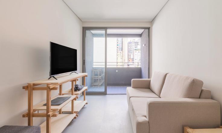 Salle de séjour élégante avec mobilier moderne dans un appartement à Building Rua Rego Freitas - tabas - 376752 - SAO à Vila Buarque, São Paulo