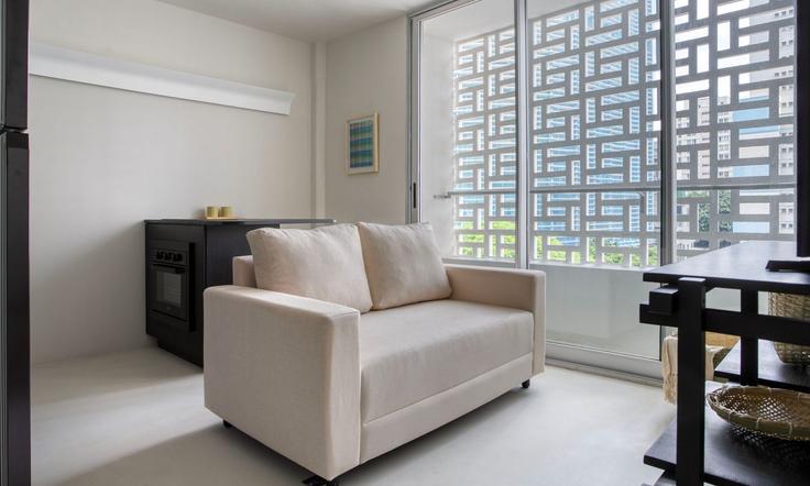 Elegante sala de estar con mobiliario moderno en un apartamento en Building Rua Araújo - tabas - 405514 - SAO en República, São Paulo