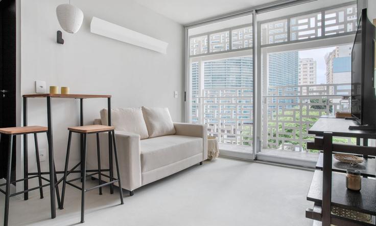 Elegante sala de estar con mobiliario moderno en un apartamento en Building Rua Araújo - tabas - 405518 - SAO en República, São Paulo Elegante sala de estar con mobiliario moderno en un apartamento en Building Rua Araújo - tabas - 405518 - SAO en República, São Paulo
