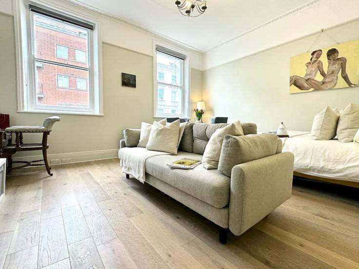 Elegant gestaltetes Wohnzimmer mit moderner Einrichtung in einer Wohnung im Building Crawford Street - the-design-traveller - 1591027 in City of Westminster, London