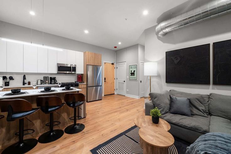 Building North Winthrop Avenue - the-dream-rentals - 1359788 adresindeki bir dairede modern mobilyalarla zarif bir şekilde tasarlanmış oturma odası Chicago, Chicago
