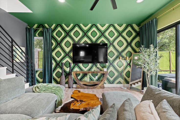 Elegantly designed living room with modern furnishings in an apartment at Building Merle Drive - the-dream-rentals - 1605817 in Austin, Austin