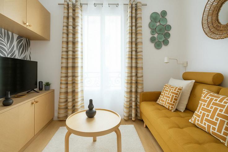 Building Rue Ganneron - the-flex-paris - 1388301 adresindeki bir dairede modern mobilyalarla zarif bir şekilde tasarlanmış oturma odası 18th arrondissement, Paris Building Rue Ganneron - the-flex-paris - 1388301 adresindeki bir dairede modern mobilyalarla zarif bir şekilde tasarlanmış oturma odası 18th arrondissement, Paris