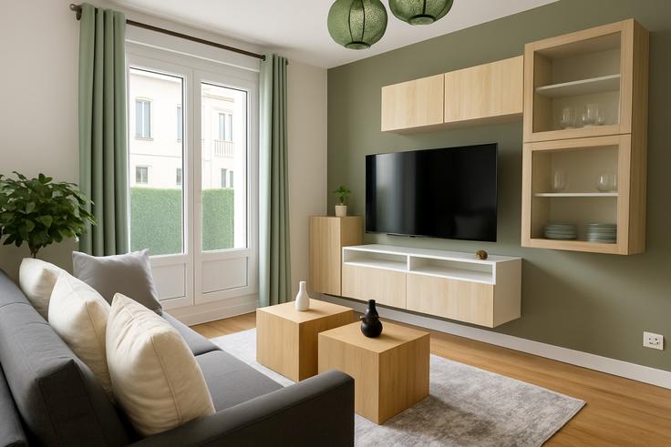 Building Rue le Marois - the-flex-paris - 1388310 adresindeki bir dairede modern mobilyalarla zarif bir şekilde tasarlanmış oturma odası 16th arrondissement, Paris