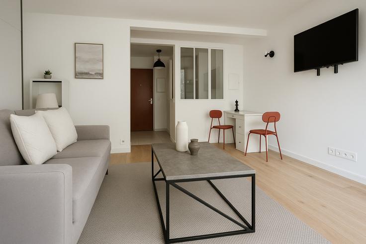 Paris 15th arrondissementのBuilding Rue Ernest Renan - the-flex-paris - 1388313のアパートメントにある、モダンな家具を備えたエレガントなデザインのリビングルーム