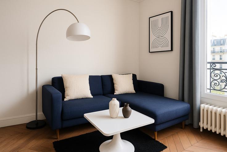 Salle de séjour élégante avec mobilier moderne dans un appartement à Building Boulevard Saint-Marcel - the-flex-paris - 1388314 à 13th arrondissement, Paris