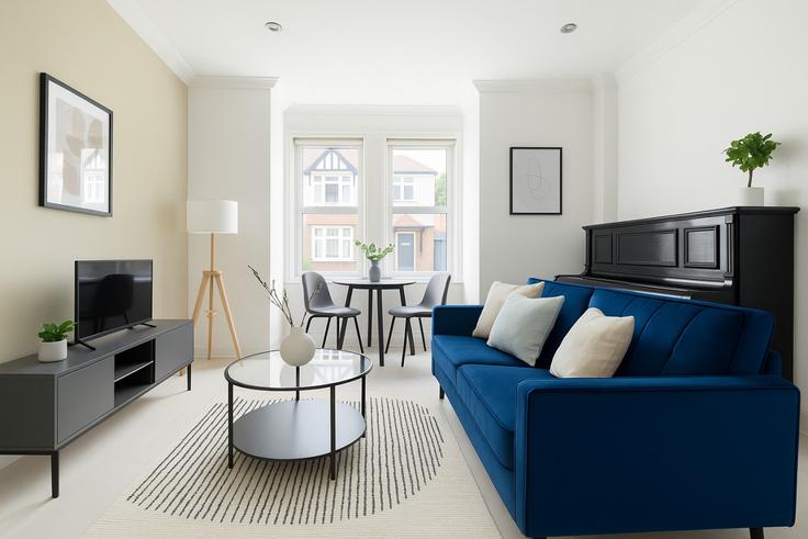 Building Ferndale Avenue - the-flex - 1254179 - LON adresindeki bir dairede modern mobilyalarla zarif bir şekilde tasarlanmış oturma odası London Borough of Waltham Forest, London