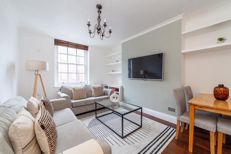Elegant gestaltetes Wohnzimmer mit moderner Einrichtung in einer Wohnung im Building Scott Ellis Gardens - the-flex - 1254249 - LON in City of Westminster, London Elegant gestaltetes Wohnzimmer mit moderner Einrichtung in einer Wohnung im Building Scott Ellis Gardens - the-flex - 1254249 - LON in City of Westminster, London