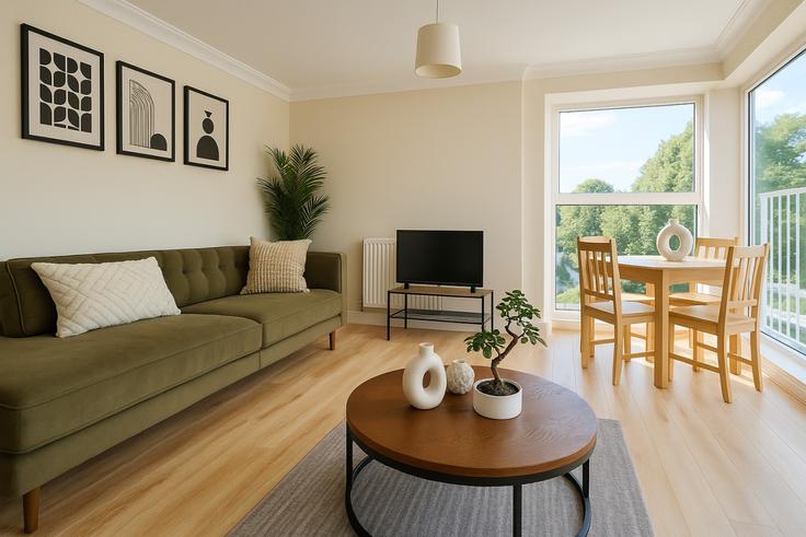 Salle de séjour élégante avec mobilier moderne dans un appartement à Building The Avenue - the-flex - 1254310 - LON à London Borough of Brent, Wembley