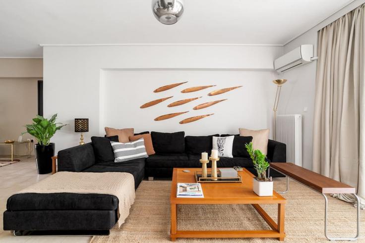 Central Athens, Athens 소재 Building Veikou - thehomis - 1358950 유닛에 마련된, 현대적인 가구로 꾸며진 우아한 디자인의 거실