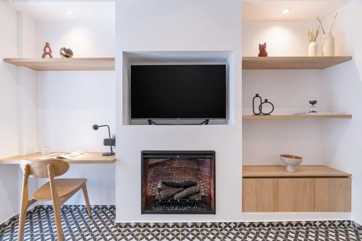 Elegantly designed living room with modern furnishings in an apartment at Building Andromachis - thehomis - 1358886 in South Athens, Athens