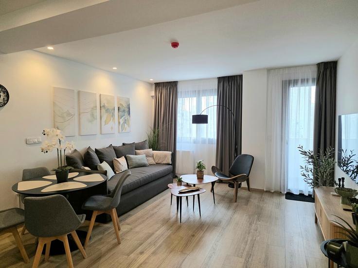 Salle de séjour élégante avec mobilier moderne dans un appartement à Building Lagoumitzi - tt-luxury-homes - 1586169 à South Athens, Athens Salle de séjour élégante avec mobilier moderne dans un appartement à Building Lagoumitzi - tt-luxury-homes - 1586169 à South Athens, Athens