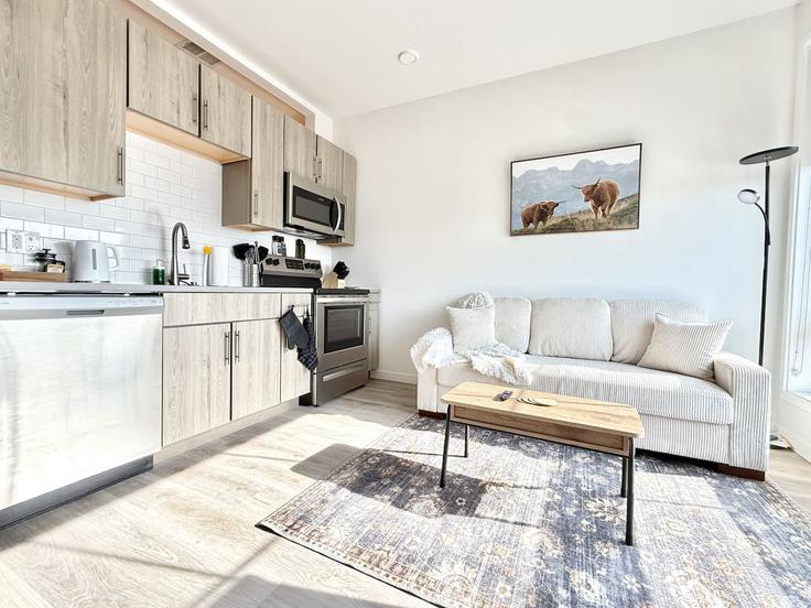 Elegant gestaltetes Wohnzimmer mit moderner Einrichtung in einer Wohnung im Building North Perth Street - urban-home-stays - 1289469 - USA in Philadelphia, Philadelphia