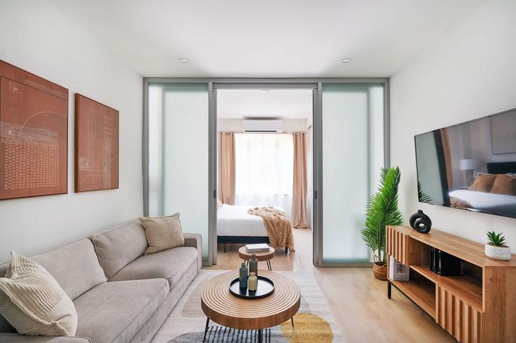 Manhattan, New York에 위치한 Building East 78th Street - urbanfurnished-guesty - 1021891 - NYC 유닛의 세련된 인테리어가 돋보이는 거실