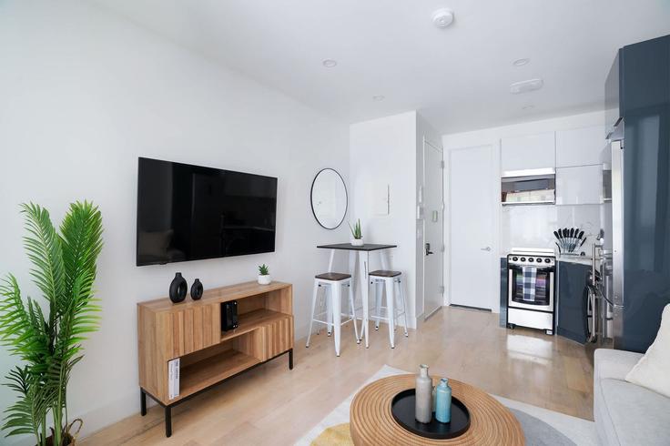 New York ManhattanのBuilding East 78th Street - urbanfurnished-guesty - 1021891 - NYCのアパートメントにある、モダンな家具を備えたエレガントなデザインのリビングルーム