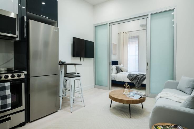 Elegantly designed living room with modern furnishings in an apartment at Building East 78th Street - urbanfurnished-guesty - 1021994 - NYC in Manhattan, New York