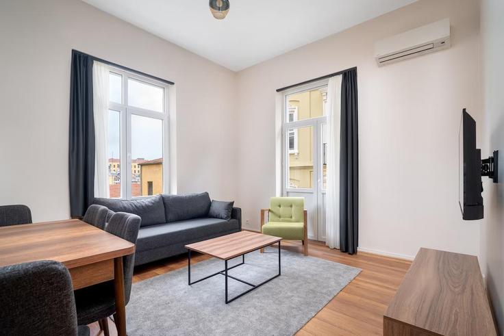 İstanbul BeyoğluのBuilding Postacılar Sokak - urbanquarters - 1352600のアパートメントにある、モダンな家具を備えたエレガントなデザインのリビングルーム İstanbul BeyoğluのBuilding Postacılar Sokak - urbanquarters - 1352600のアパートメントにある、モダンな家具を備えたエレガントなデザインのリビングルーム