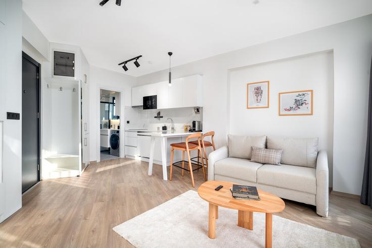 Elegant gestaltetes Wohnzimmer mit moderner Einrichtung in einer Wohnung im Building Kadiriler Yokuşu - urbanquarters - 1045174 - IST in Beyoğlu, İstanbul