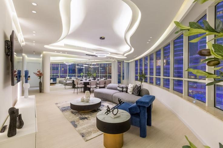Dubai Marina, Dubai 소재 Building JLT Metro Station - vacationer - 1046592 유닛에 마련된, 현대적인 가구로 꾸며진 우아한 디자인의 거실