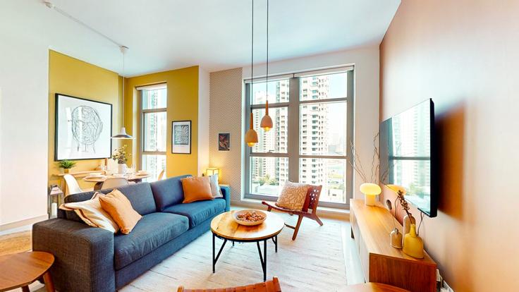 Dubai Downtown DubaiのBuilding Sheikh Mohammed bin Rashid Boulevard - vacationer - 1046874 - DXBのアパートメントにある、モダンな家具を備えたエレガントなデザインのリビングルーム Dubai Downtown DubaiのBuilding Sheikh Mohammed bin Rashid Boulevard - vacationer - 1046874 - DXBのアパートメントにある、モダンな家具を備えたエレガントなデザインのリビングルーム