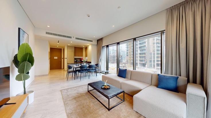 Business Bay, Dubai 소재 Building Tariaq Bedon Esm - vacationer - 1054309 - DXB 유닛에 마련된, 현대적인 가구로 꾸며진 우아한 디자인의 거실