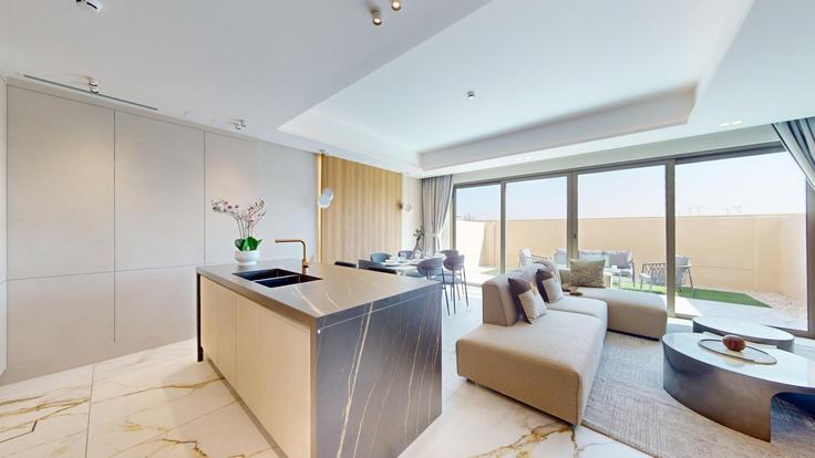 Jumeirah Golf Estates, Dubai에 위치한 Building Tariaq Bedon Esm - vacationer - 1237387 - DXB 아파트의 세련된 인테리어가 돋보이는 거실