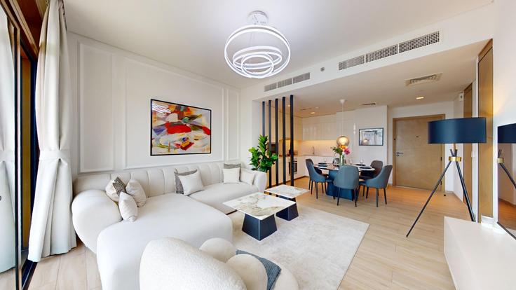Ras Al Khor, Dubai에 위치한 Building Tariaq Bedon Esm - vacationer - 1241787 - DXB 아파트의 세련된 인테리어가 돋보이는 거실