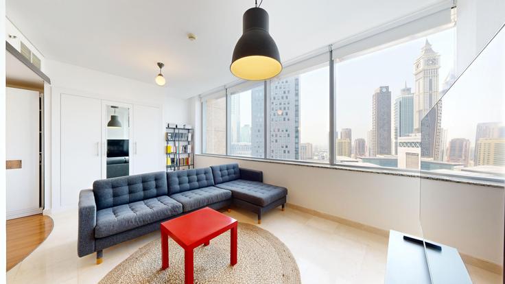 Dubai Trade CenterのBuilding Al Mustaqbal Street - vacationer - 1268600 - DXBのアパートメントにある、モダンな家具を備えたエレガントなデザインのリビングルーム