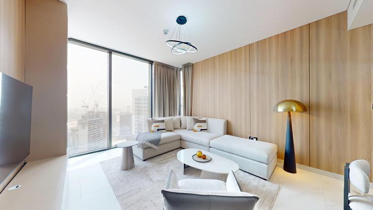 Nad Al Sheba, Dubai에 위치한 Building Tariaq Bedon Esm - vacationer - 1284638 - DXB 유닛의 세련된 인테리어가 돋보이는 거실