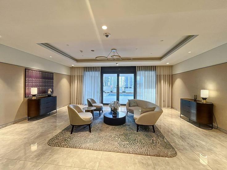 Elegantly designed living room with modern furnishings in an apartment at Building Tariaq Bedon Esm - vacationer - 1328946 in Downtown Dubai, Dubai Elegantly designed living room with modern furnishings in an apartment at Building Tariaq Bedon Esm - vacationer - 1328946 in Downtown Dubai, Dubai