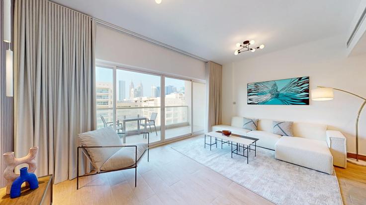 Al Barsha, Dubai에 위치한 Building 6th Street - vacationer - 1340536 아파트의 세련된 인테리어가 돋보이는 거실