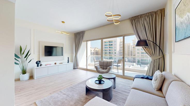 Elegantly designed living room with modern furnishings in an apartment at Building 4th Street - vacationer - 1352460 in Al Barsha, Dubai