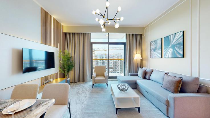 Jebel Ali Village, Dubai 소재 Building Gardens Boulevard - vacationer - 1365879 유닛에 마련된, 현대적인 가구로 꾸며진 우아한 디자인의 거실