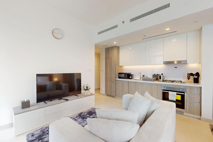 Salle de séjour élégante avec mobilier moderne dans un appartement à Building Al Daa'i St - vacationer - 1512928 à Dubai Marina, Dubai Salle de séjour élégante avec mobilier moderne dans un appartement à Building Al Daa'i St - vacationer - 1512928 à Dubai Marina, Dubai